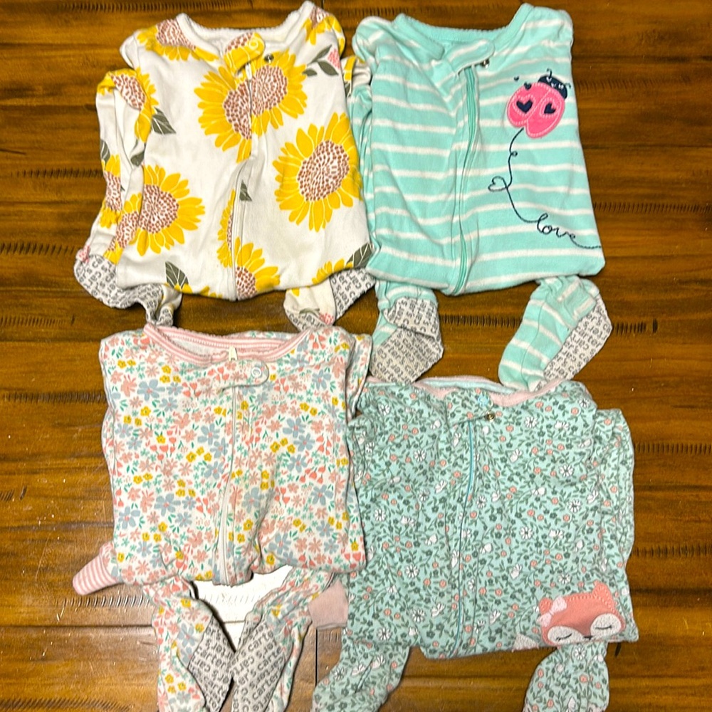 24 month Carter footie girl pajamas lot of 6